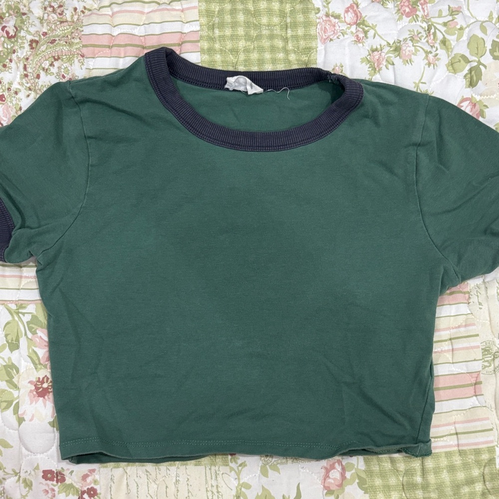 Cotton On Green Crop Top with Black Trim